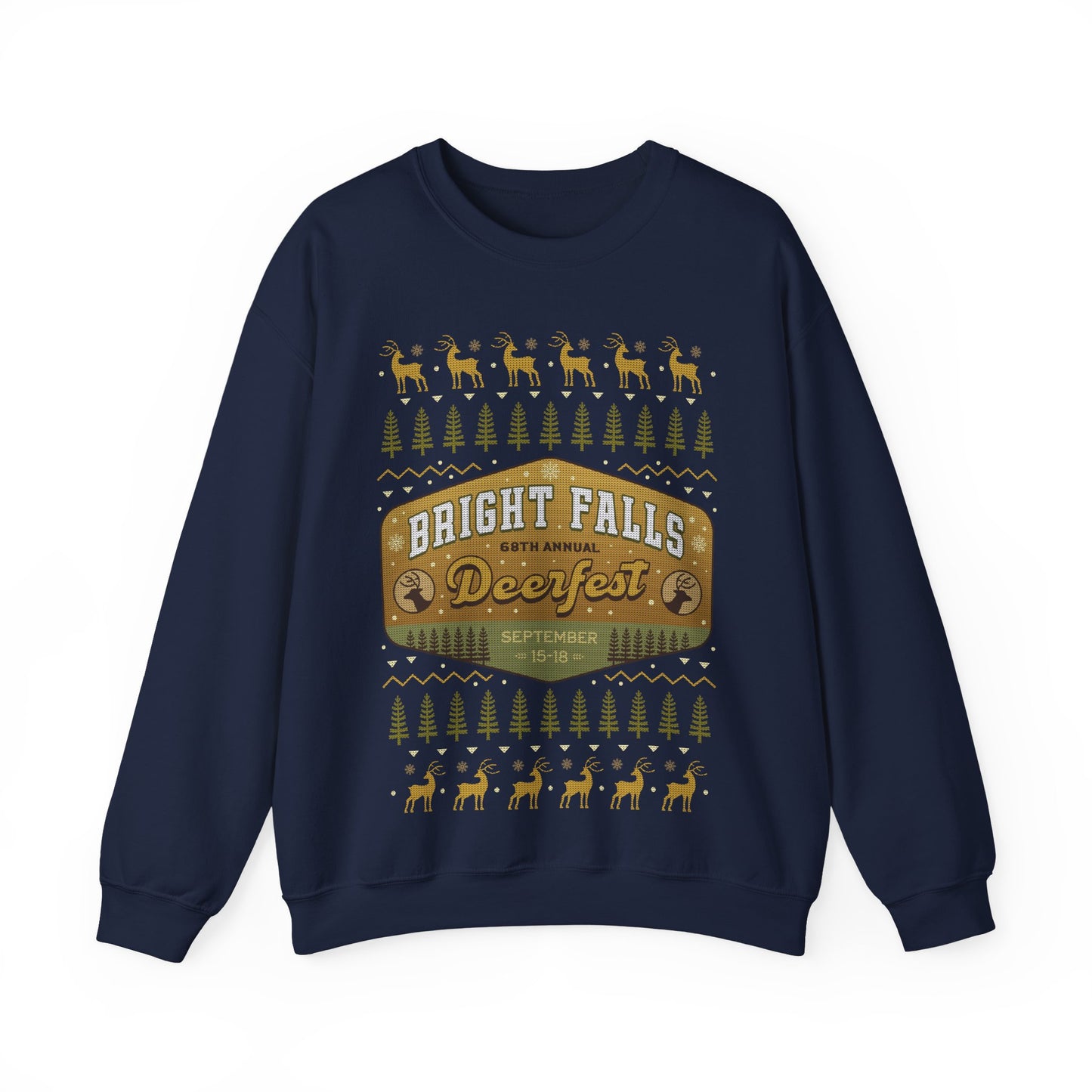 Deerfest Bright Falls Ugly Sweater Unisex Crewneck Sweatshirt