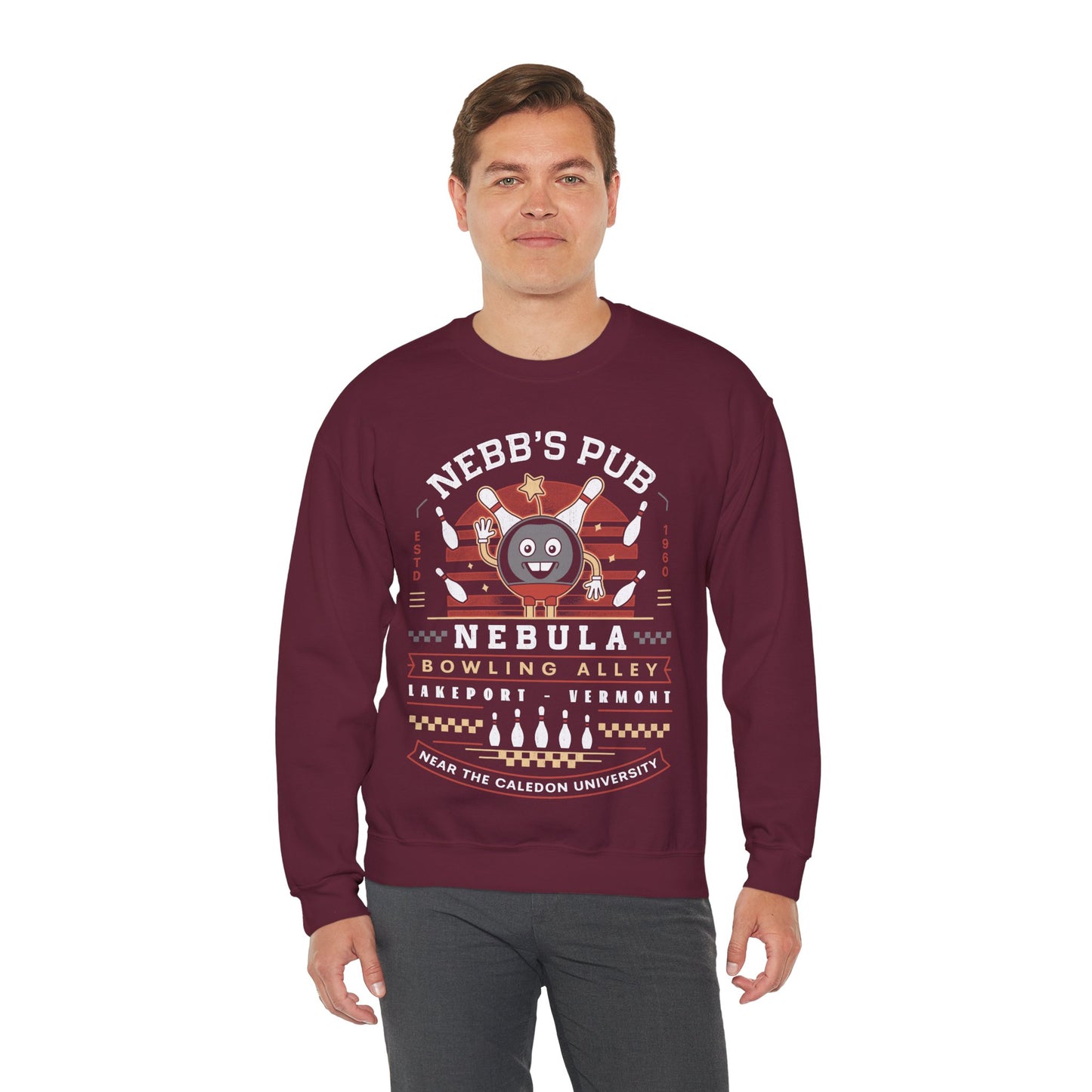 Nebb Bowling Mascot Emblem Crewneck Sweatshirt