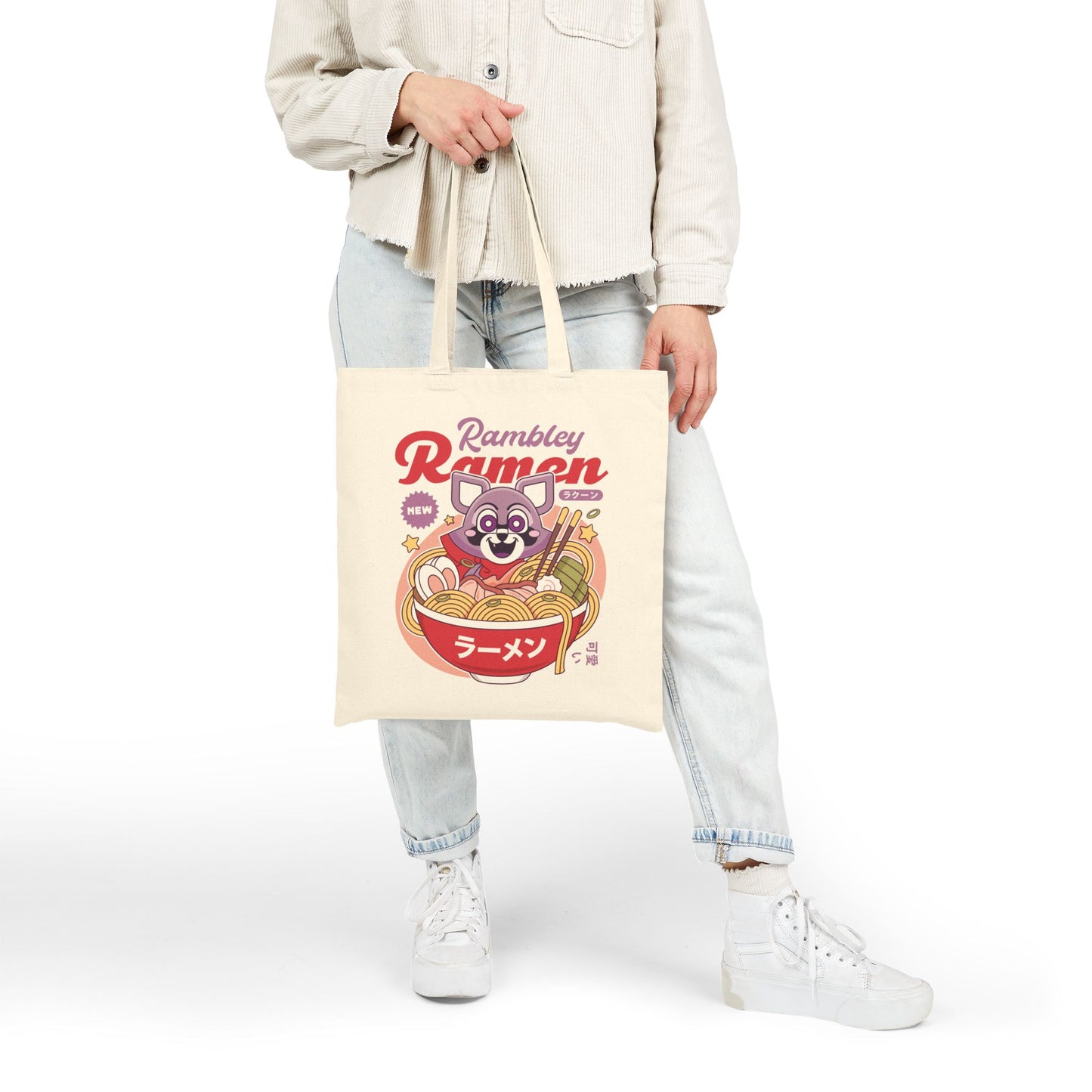 Rambley The Raccoon Ramen Canvas Tote Bag