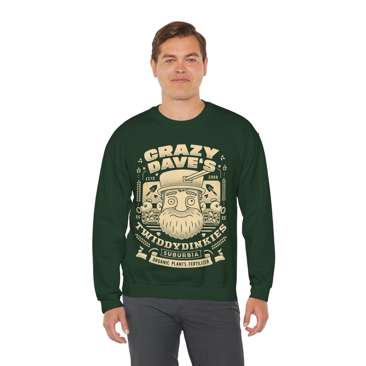 Crazy Dave Emblem Grunge Crewneck Sweatshirt