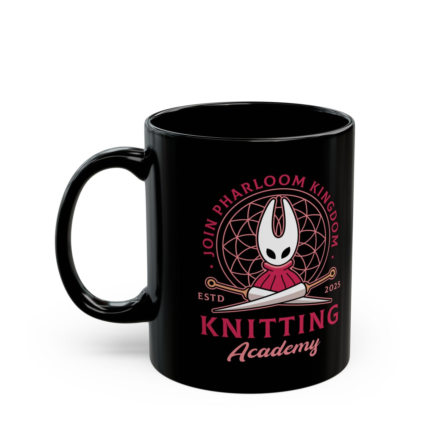 Pharloom Knitting Emblem Black Mug