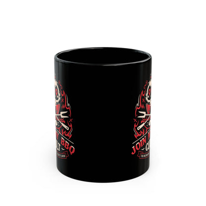 Join My Barbecue Cult Black Mug
