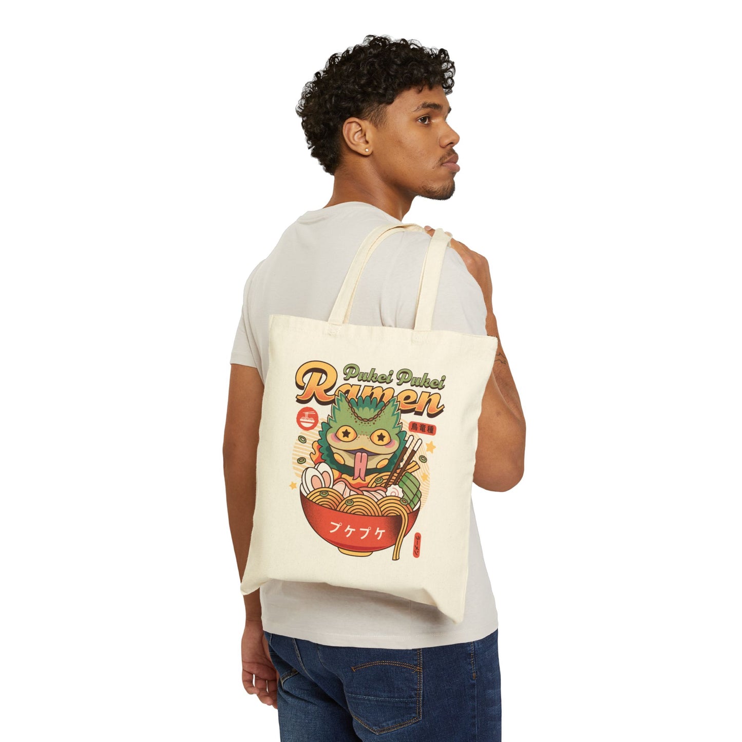 Pukei Pukei Ramen Vintage Cotton Canvas Tote Bag