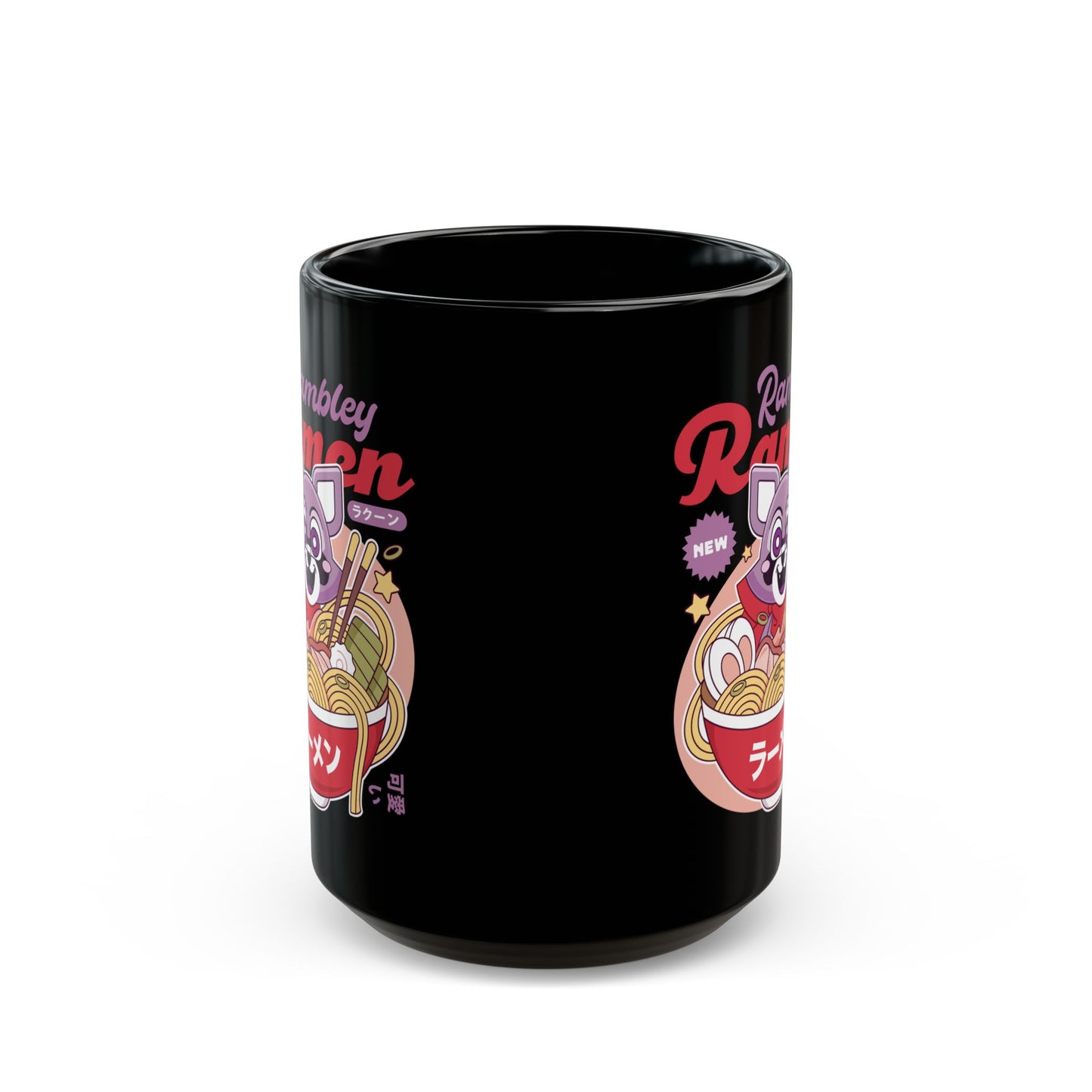 Rambley The Raccoon Ramen Black Mug