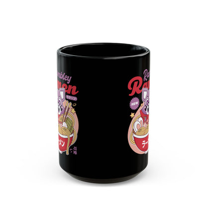 Rambley The Raccoon Ramen Black Mug