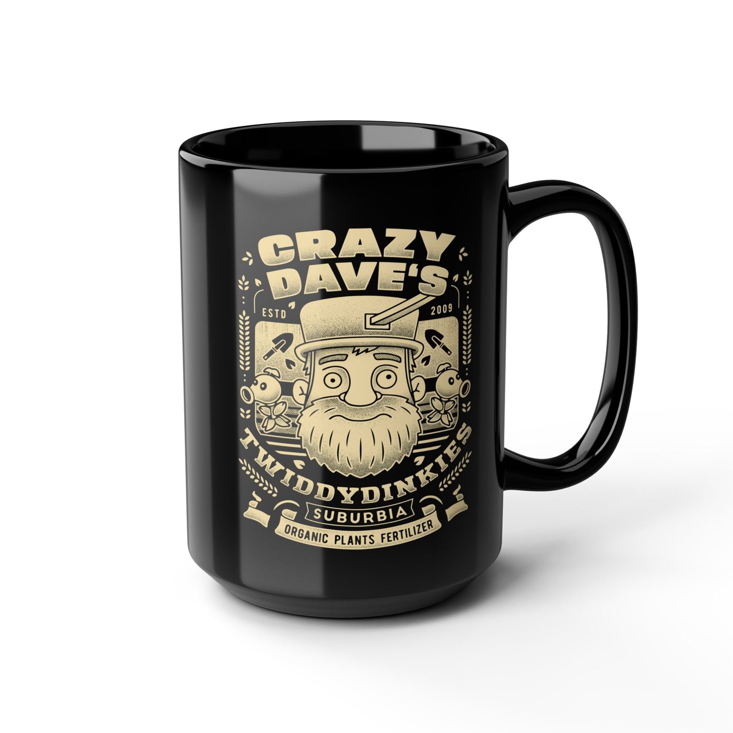 Crazy Dave Emblem Grunge Black Mug
