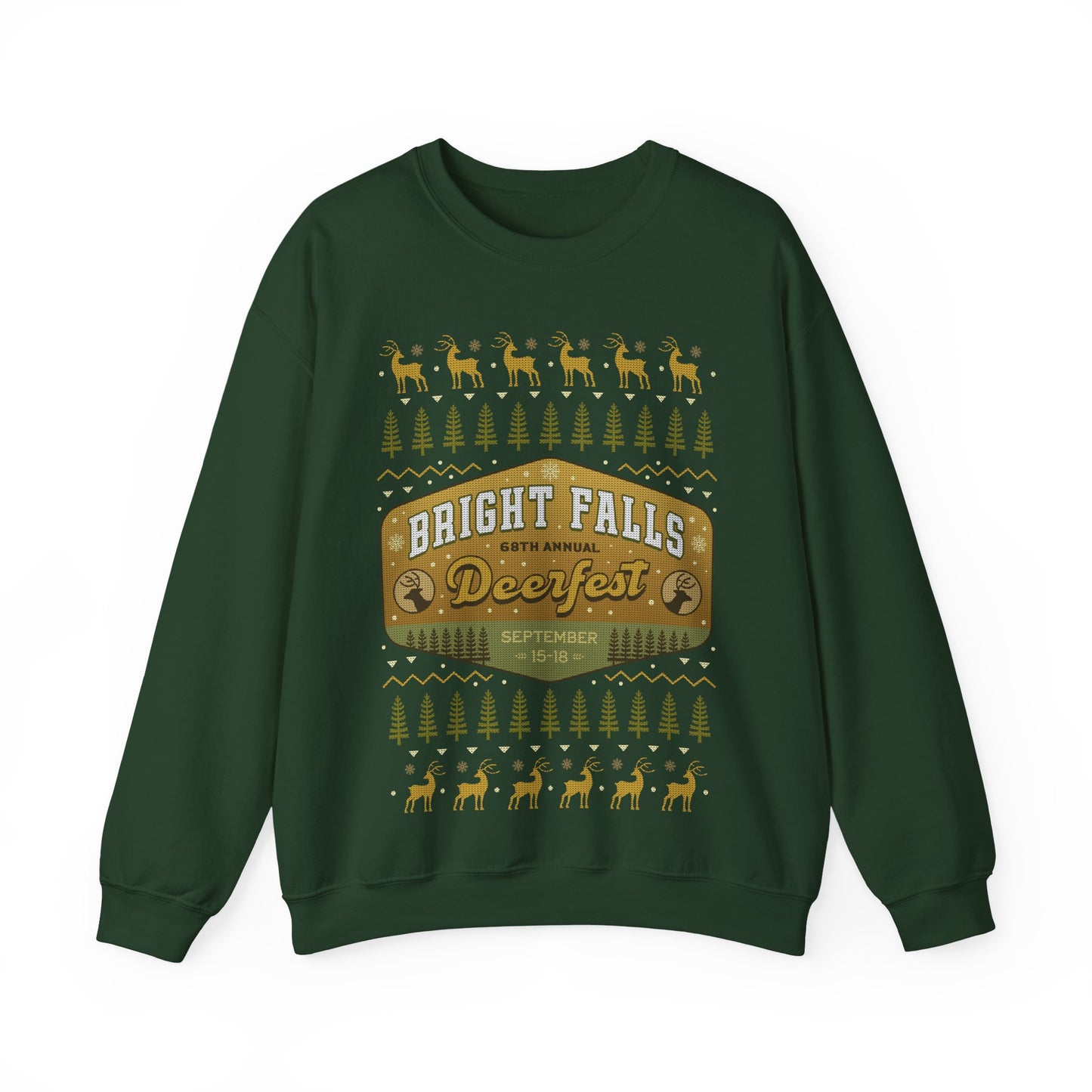 Deerfest Bright Falls Ugly Sweater Unisex Crewneck Sweatshirt