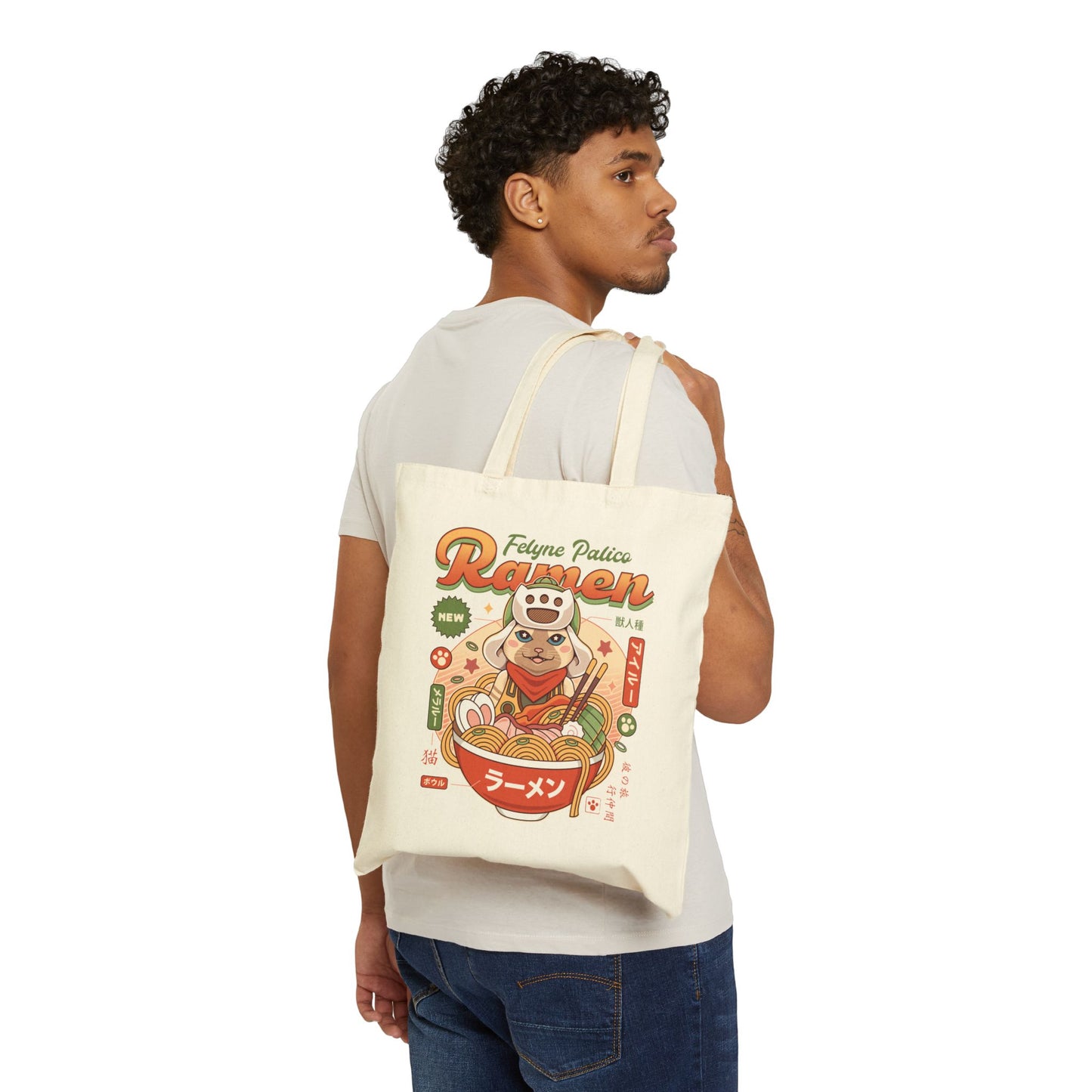 Felyne Palico Ramen Cotton Canvas Tote Bag