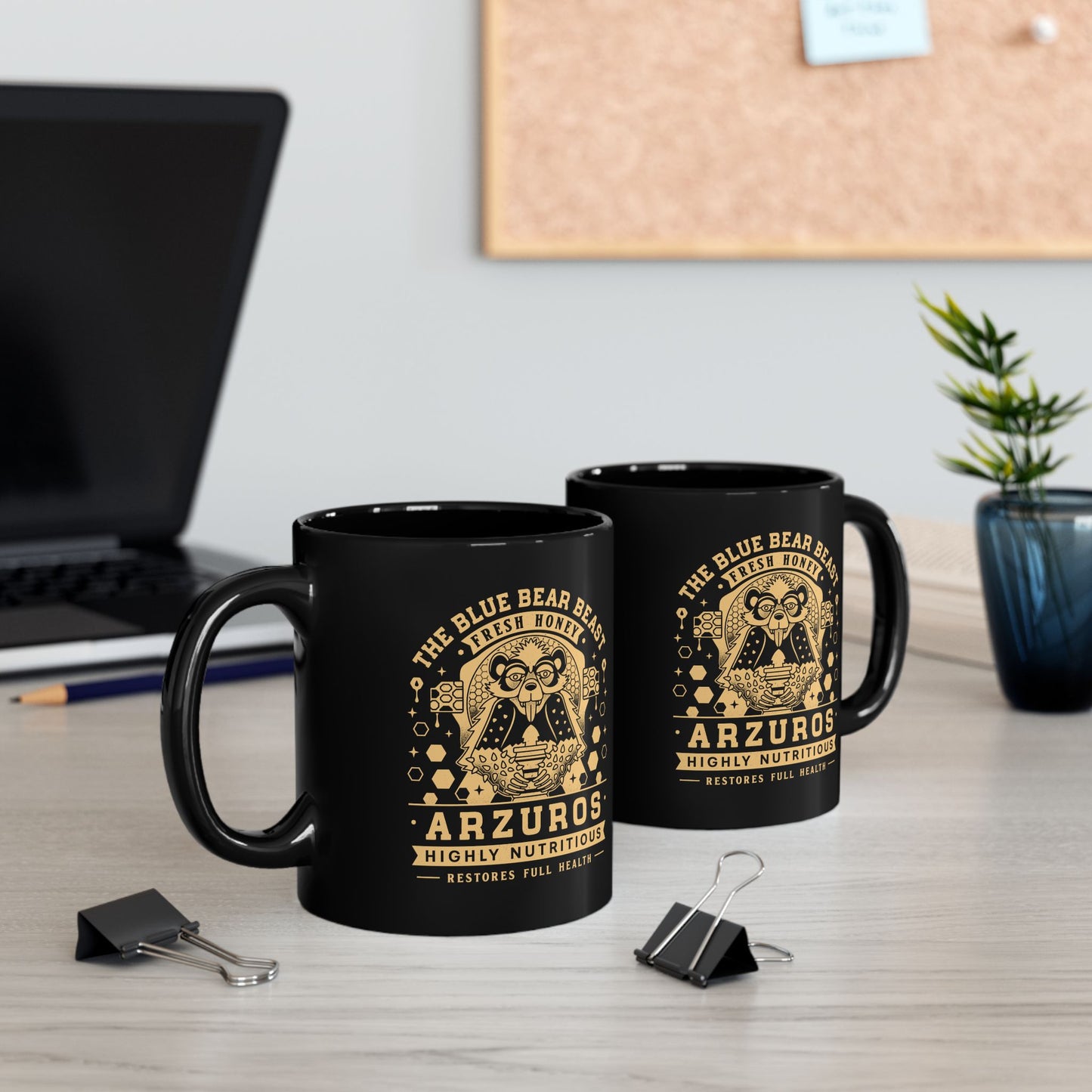 Arzuros Honey Vintage Crest Black Mug