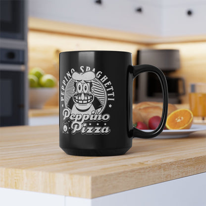Peppino Pizza Crest Black Mug