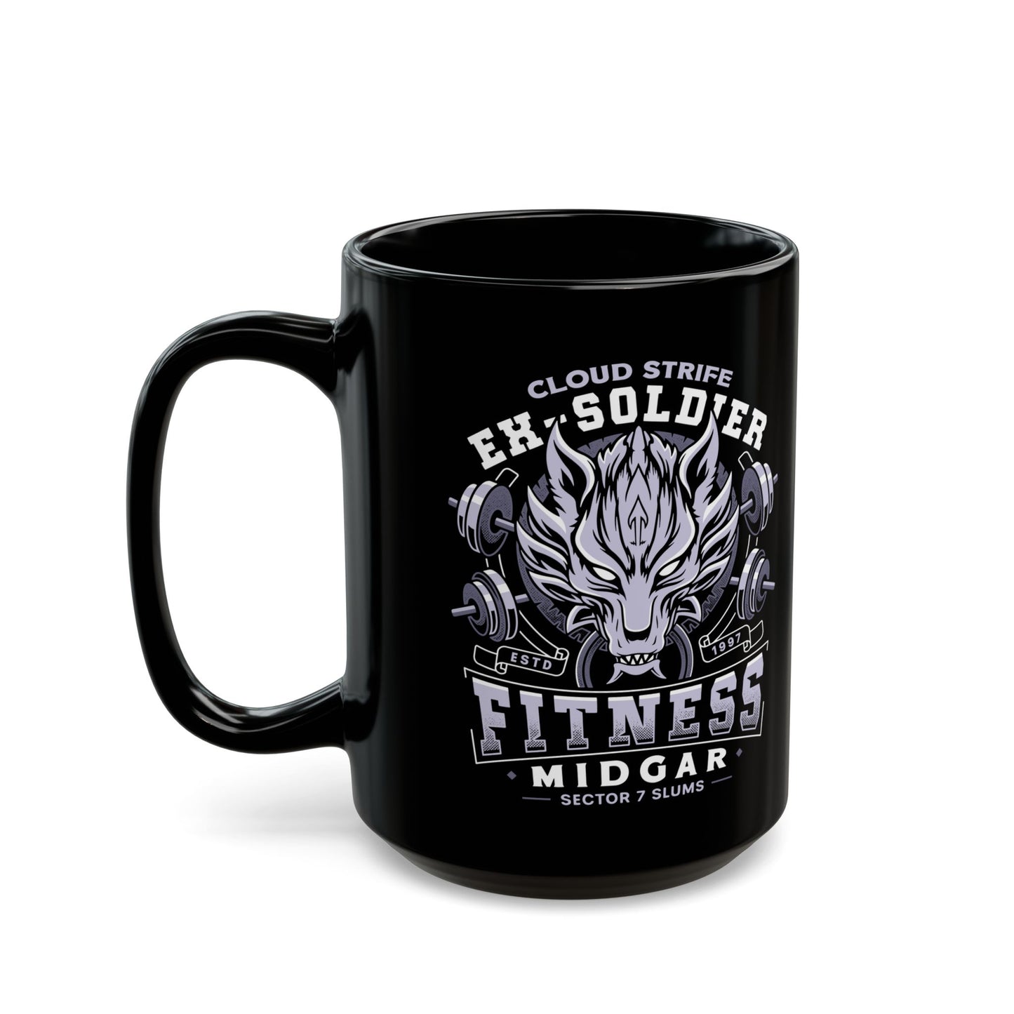 Strife Midgar Fitness Emblem Black Mug