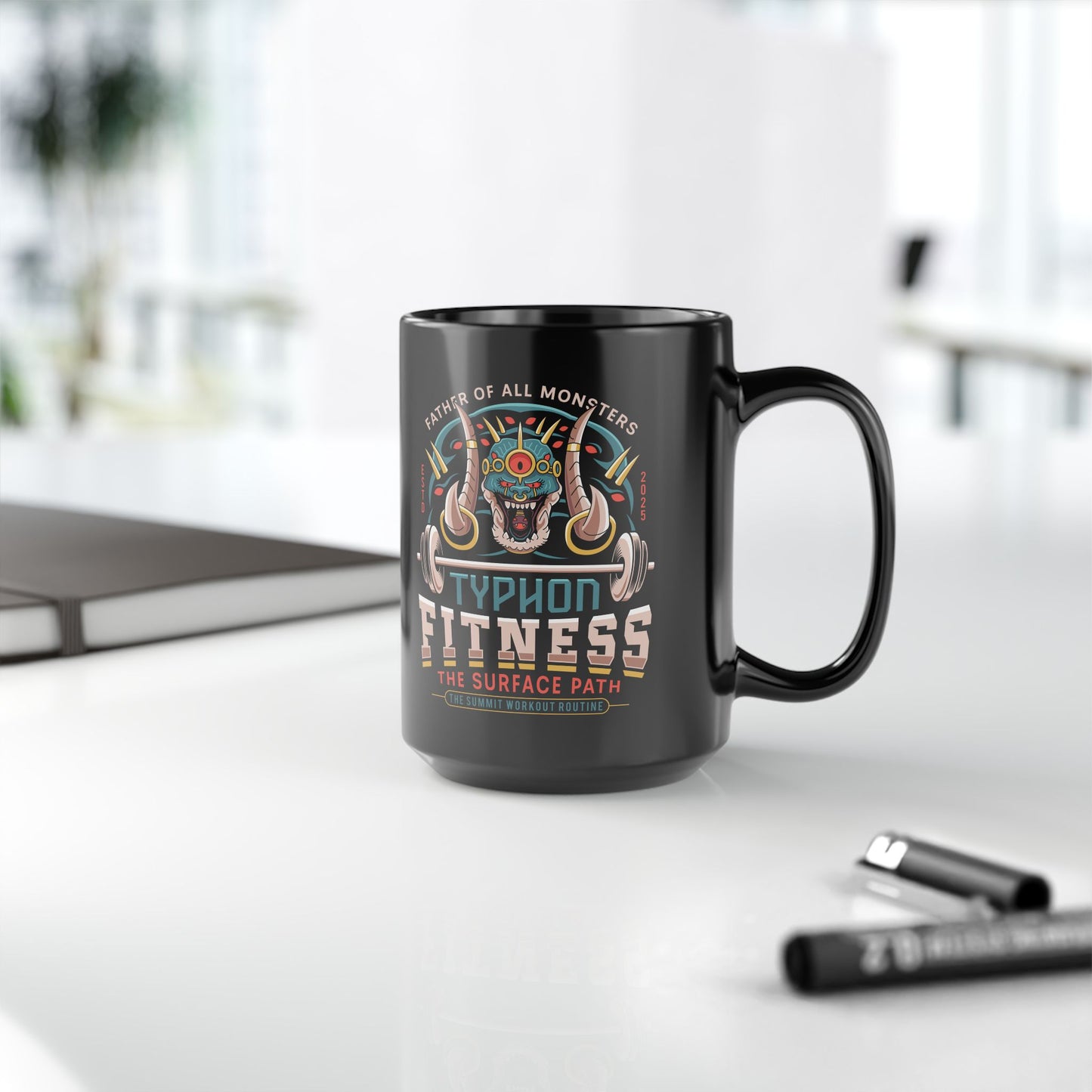 Father Of All Monsters Fitness Emblem Black Mug