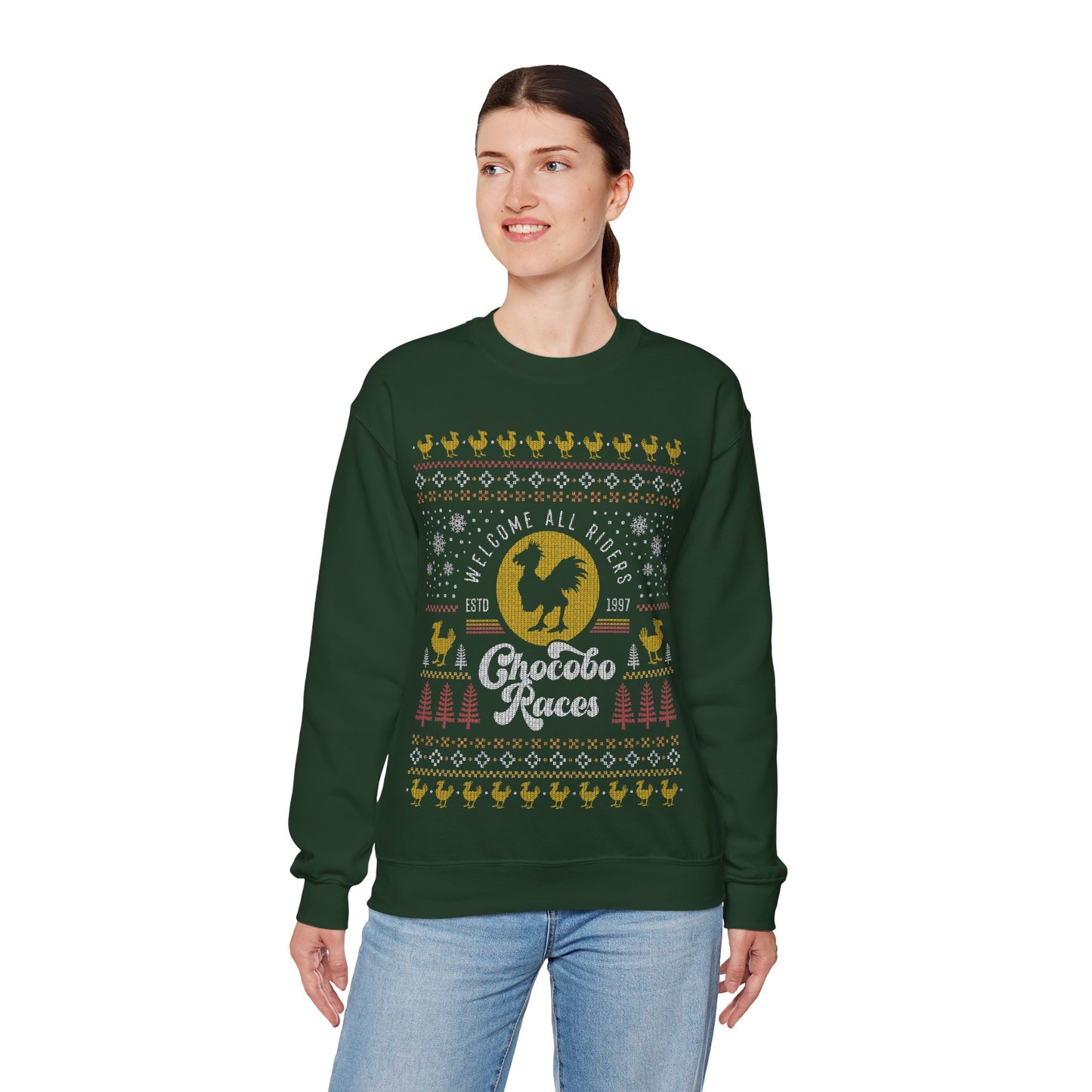 Chocobo Races Ugly Sweater Unisex Crewneck Sweatshirt