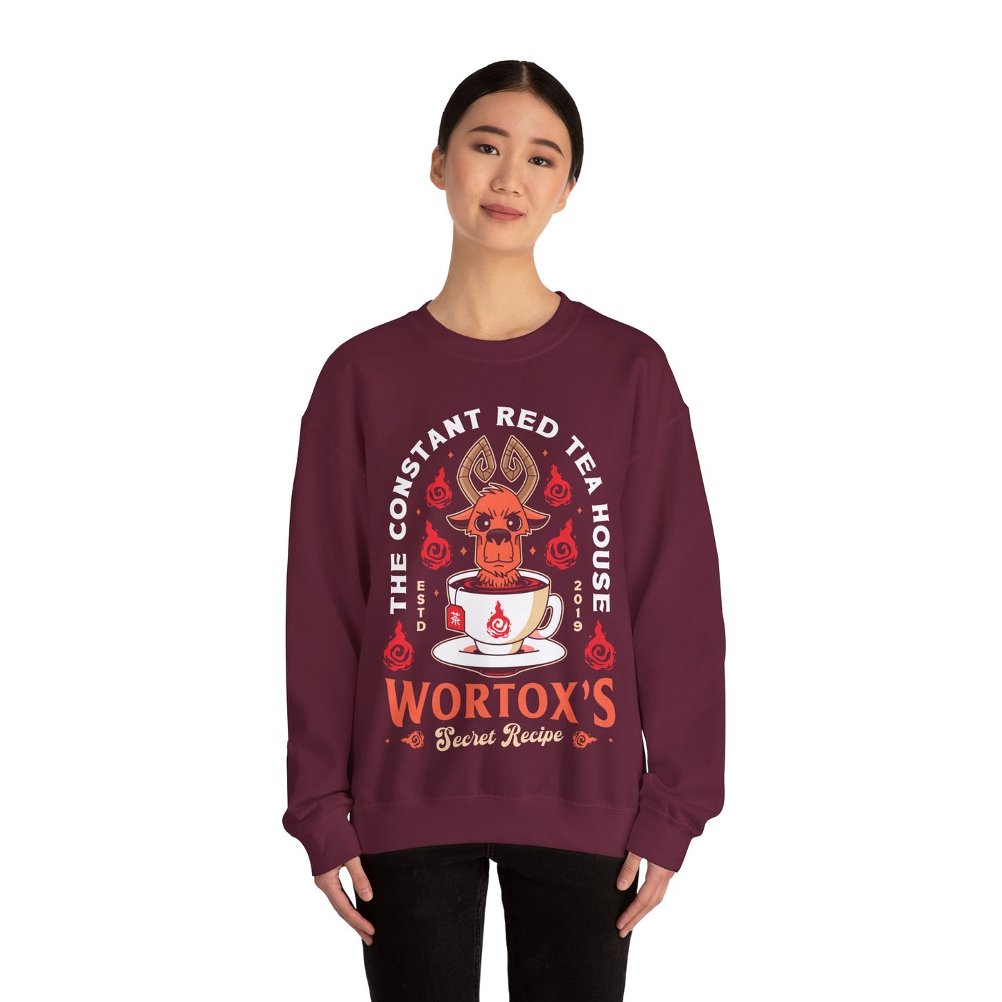 Wortox Red Tea Emblem Crewneck Sweatshirt
