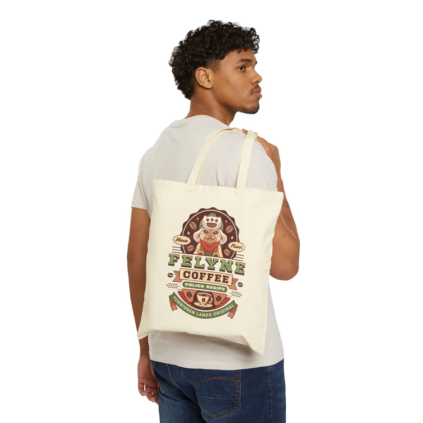Felyne Palico Coffee Vintage Cotton Canvas Tote Bag