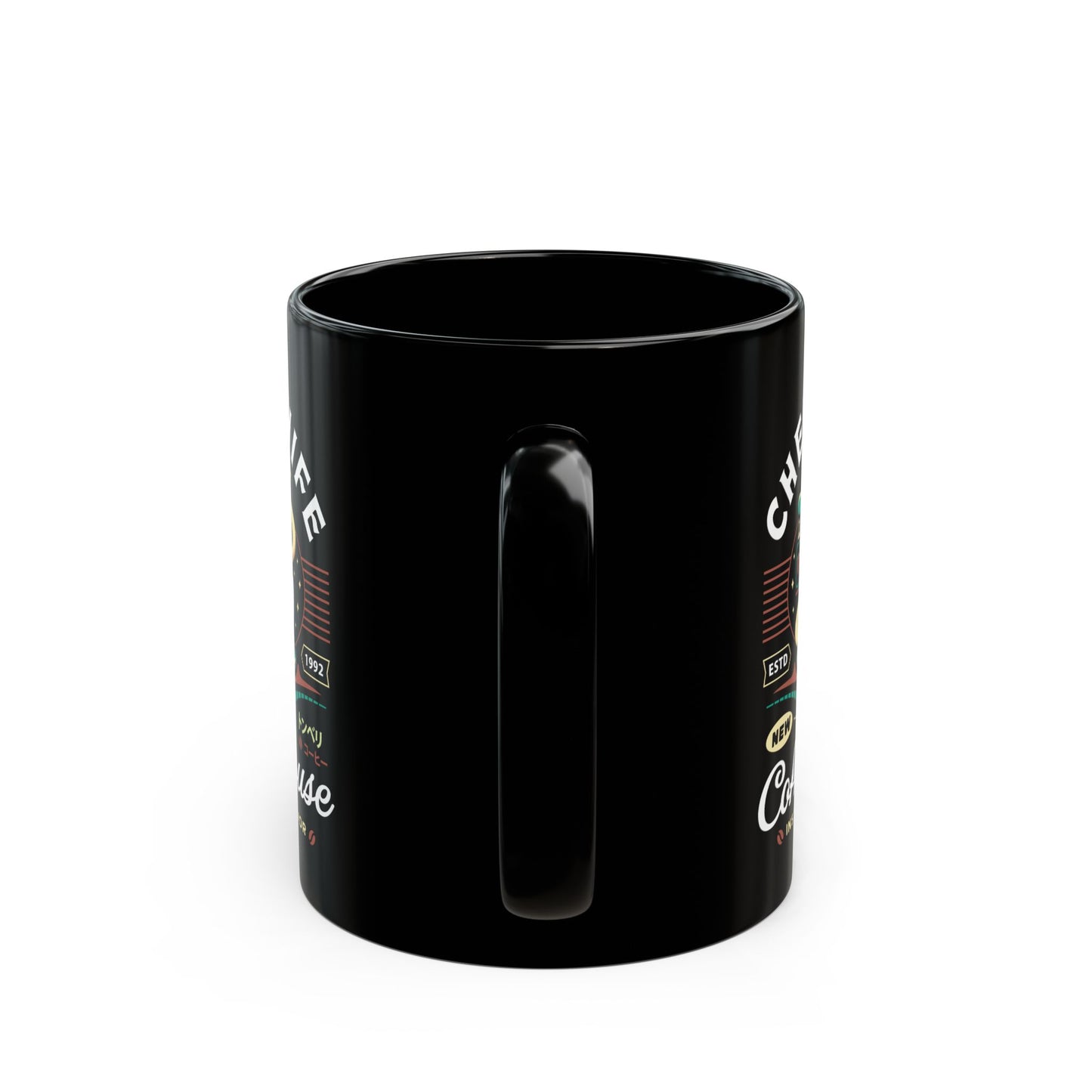 Chefs Knife Coffee Crest Black Mug