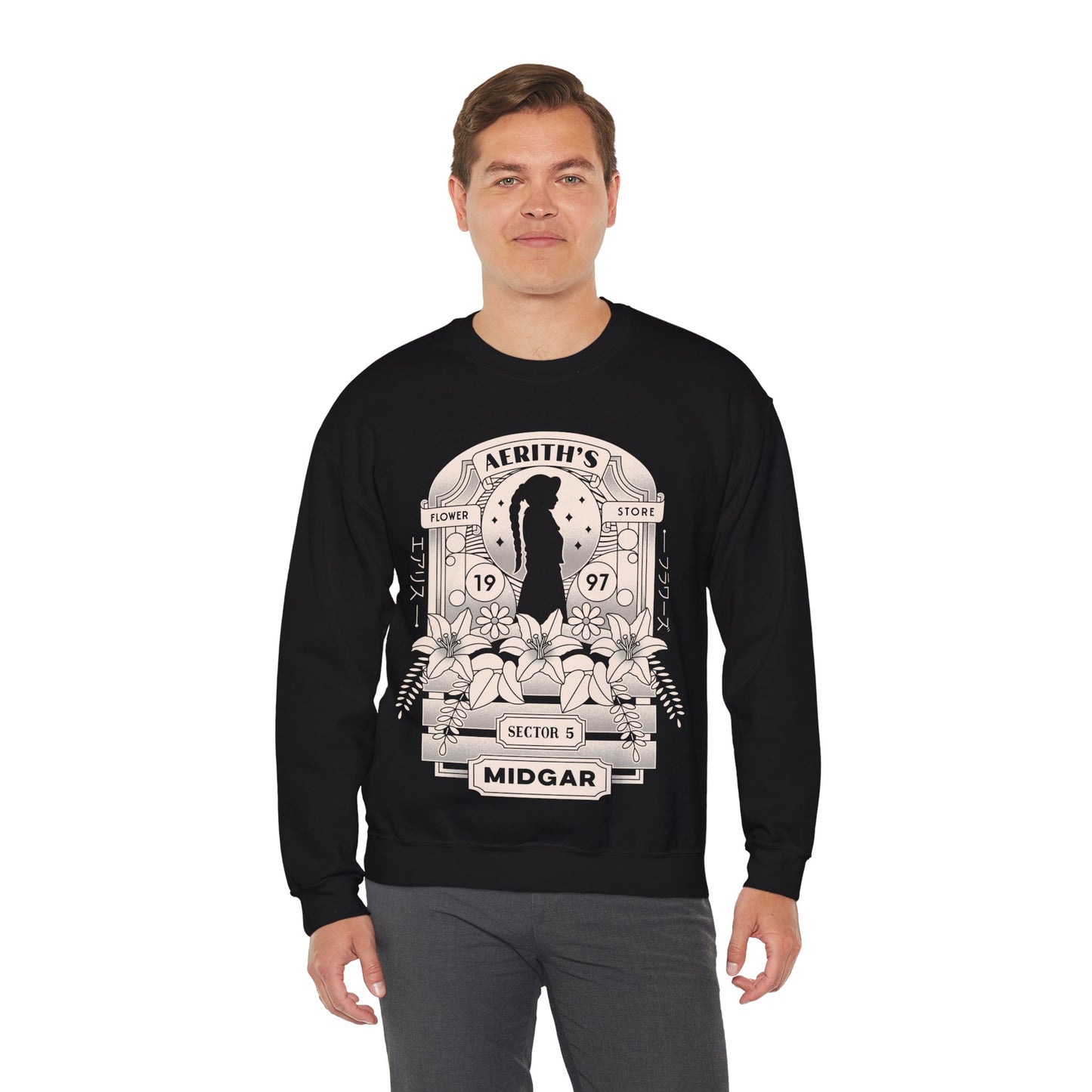 Aerith And Flowers Unisex Crewneck Sweatshirt