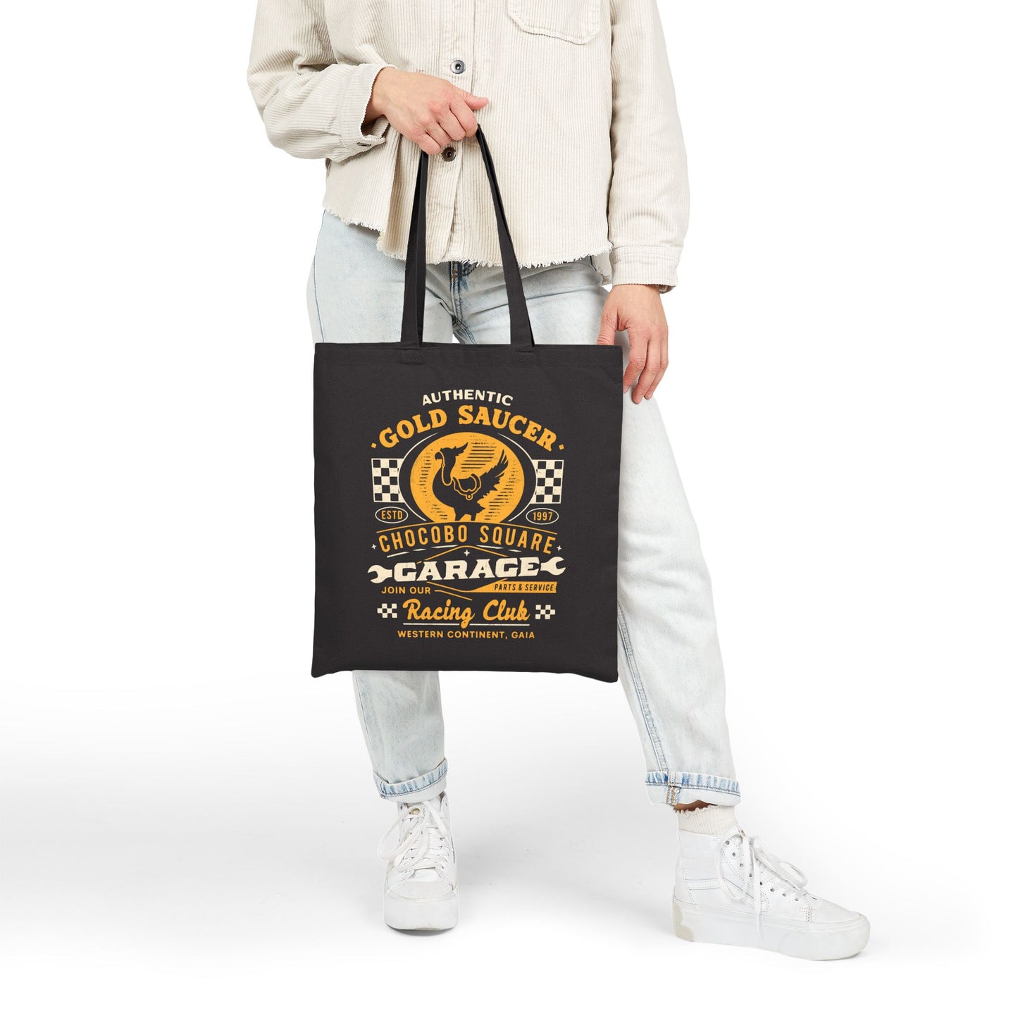 Gold Saucer Garage Vintage Tote Bag