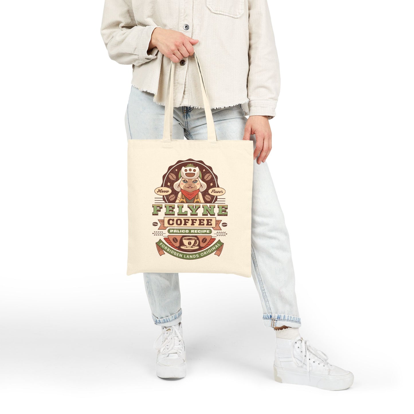 Felyne Palico Coffee Vintage Cotton Canvas Tote Bag