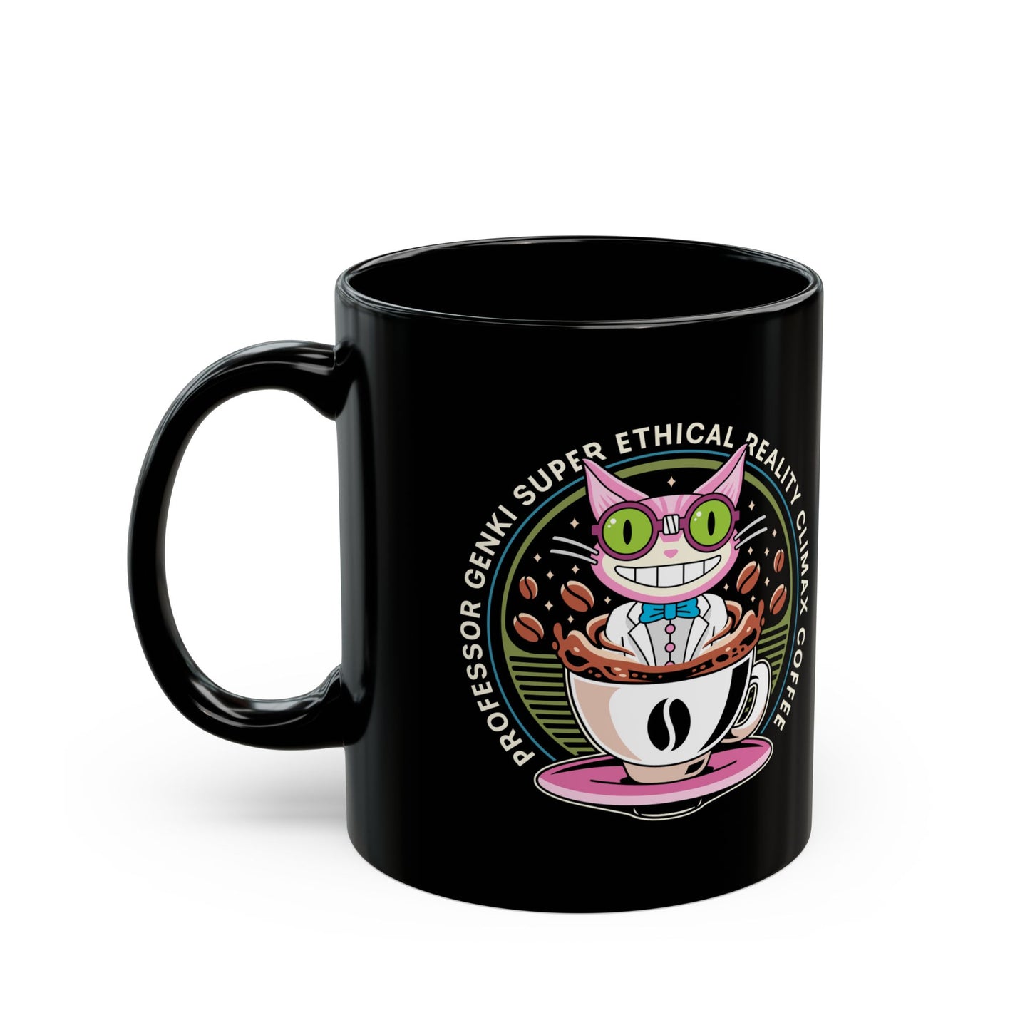 Steelport Cat Coffee Emblem Black Mug