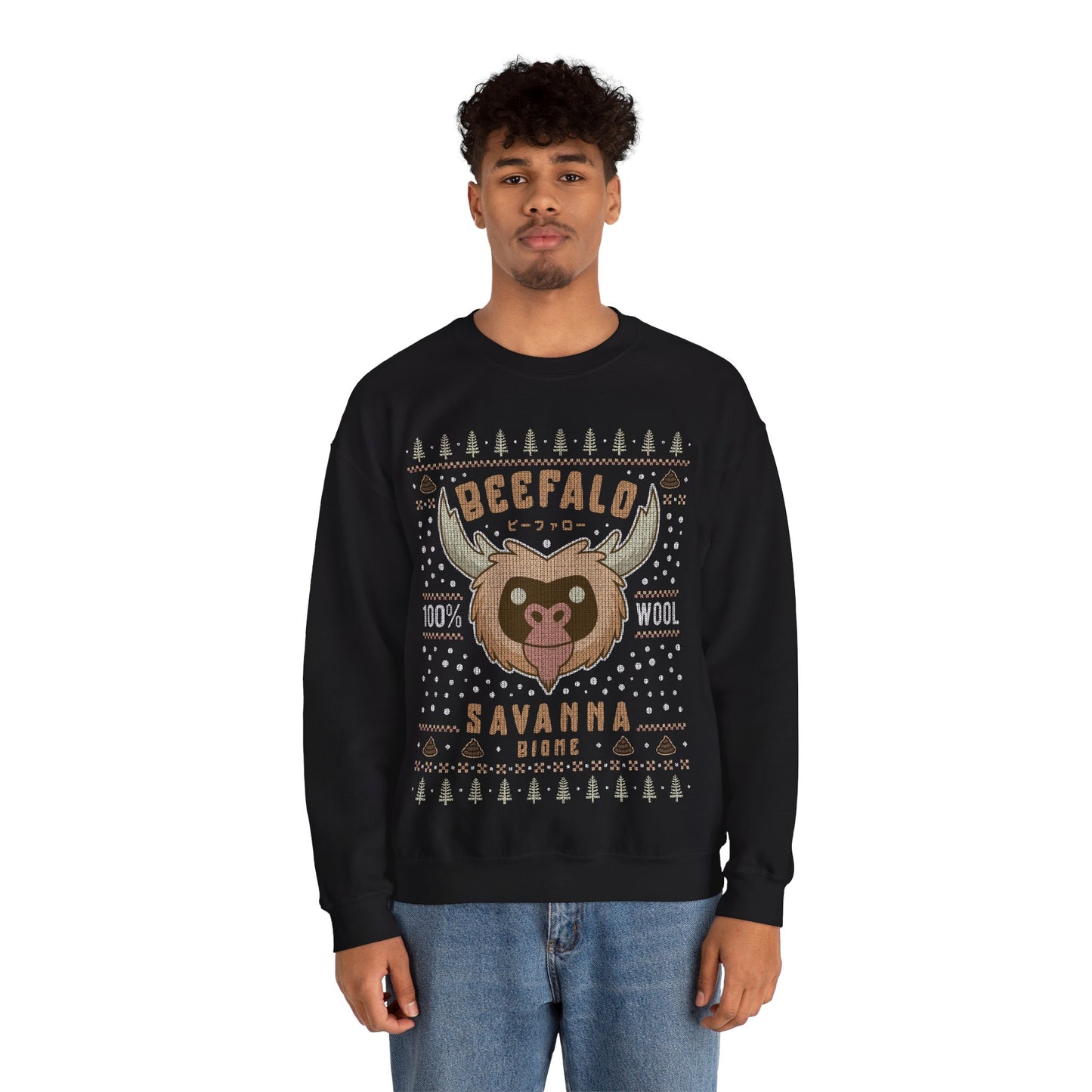 Savanna Beefalo Ugly Sweater Unisex Crewneck Sweatshirt