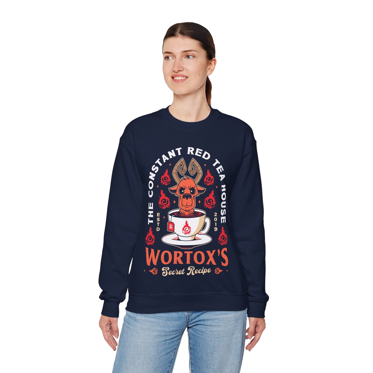 Wortox Red Tea Emblem Crewneck Sweatshirt