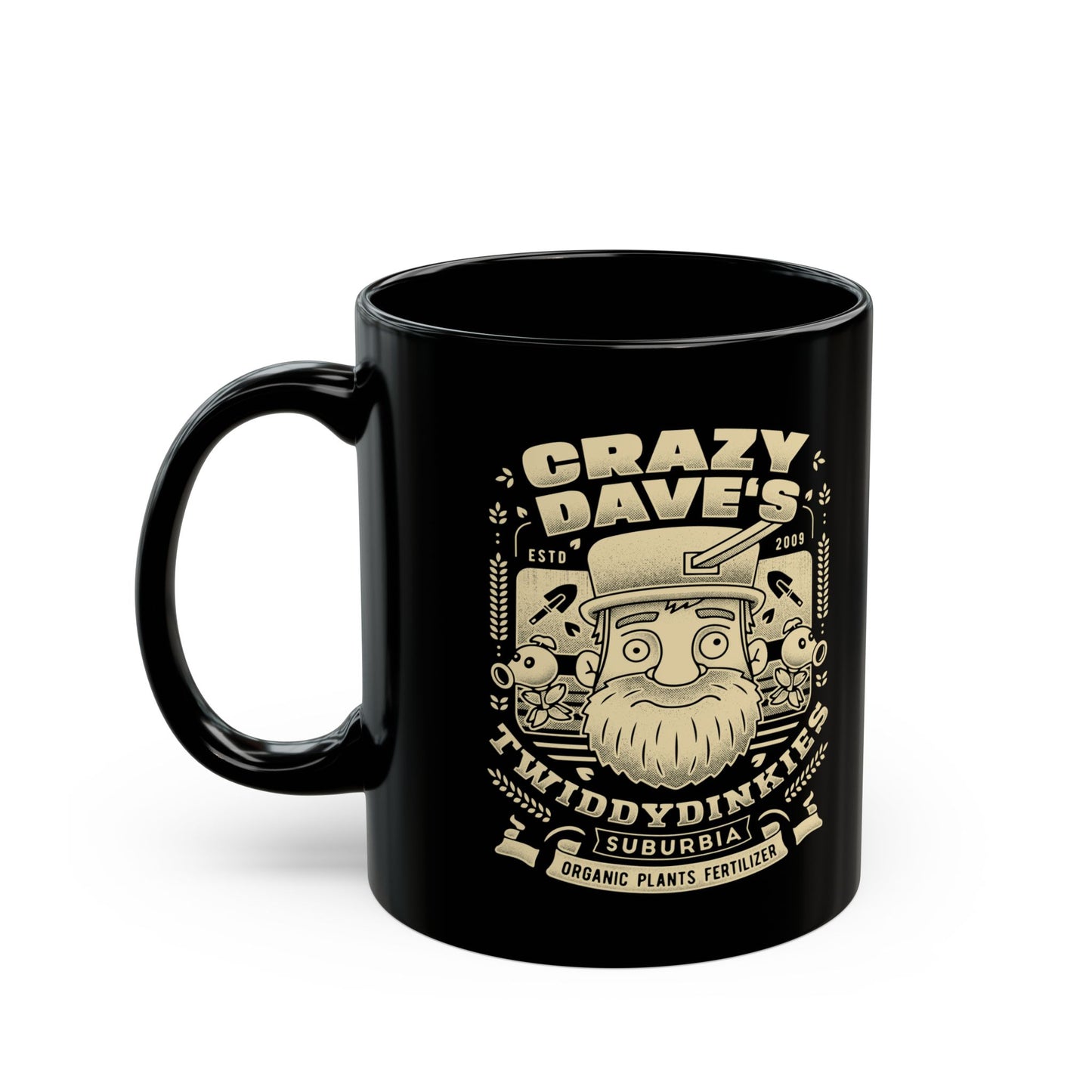 Crazy Dave Emblem Grunge Black Mug