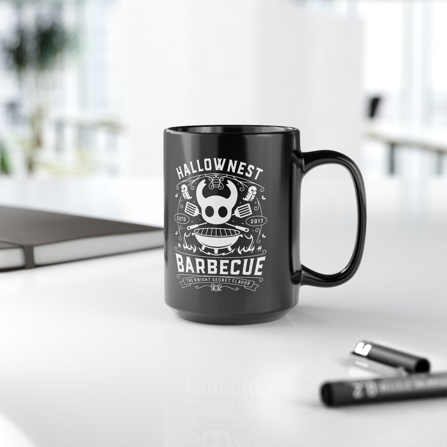 Hallownest Barbecue Emblem Black Mug