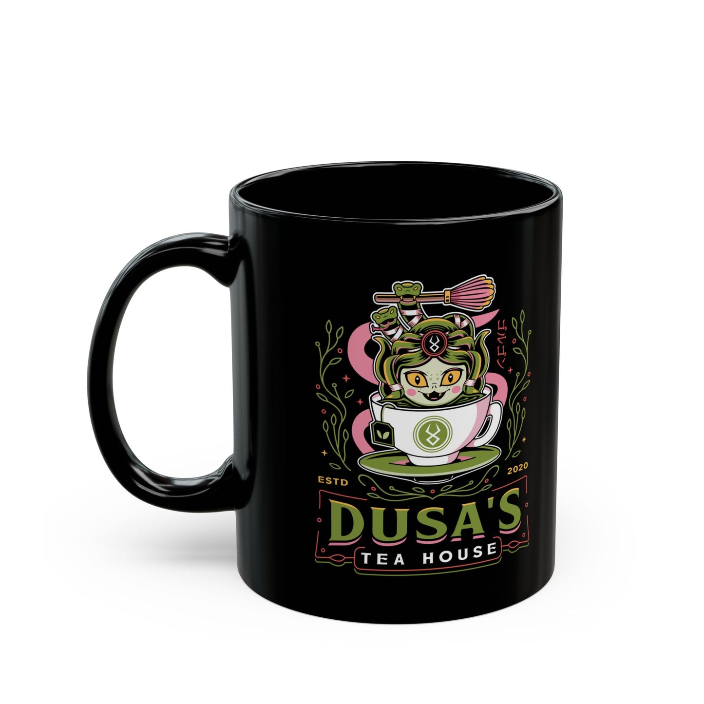 Dusa Green Tea Emblem Black Mug