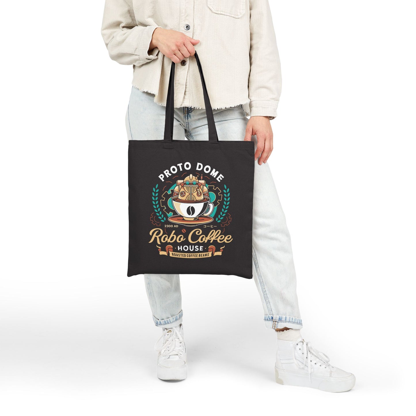 Proto Dome Robo Coffee Crest Cotton Canvas Tote Bag