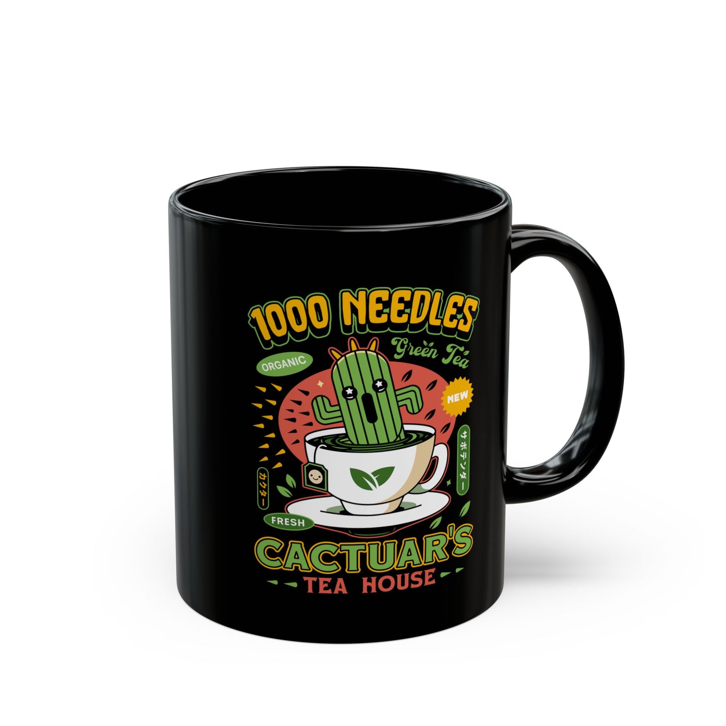 Cactuar Green Tea Emblem Black Mug