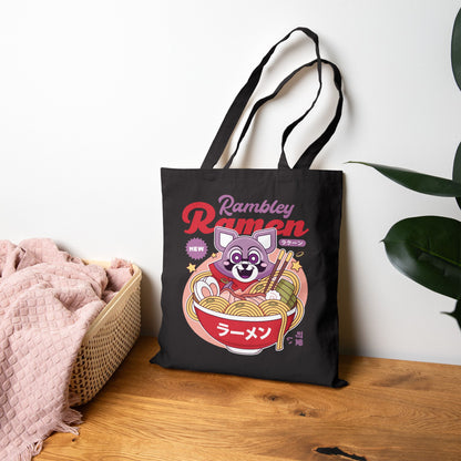 Rambley The Raccoon Ramen Canvas Tote Bag