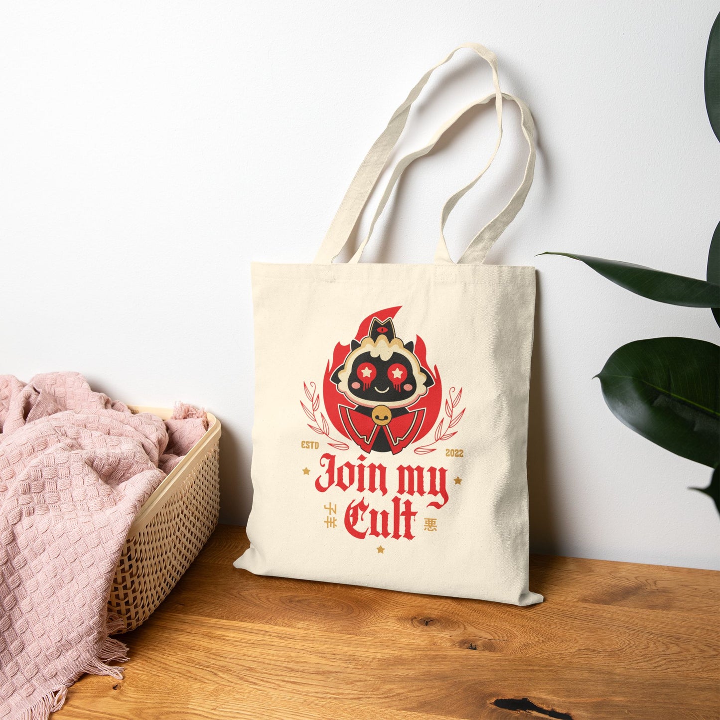 Join My Cult Emblem Cotton Canvas Tote Bag