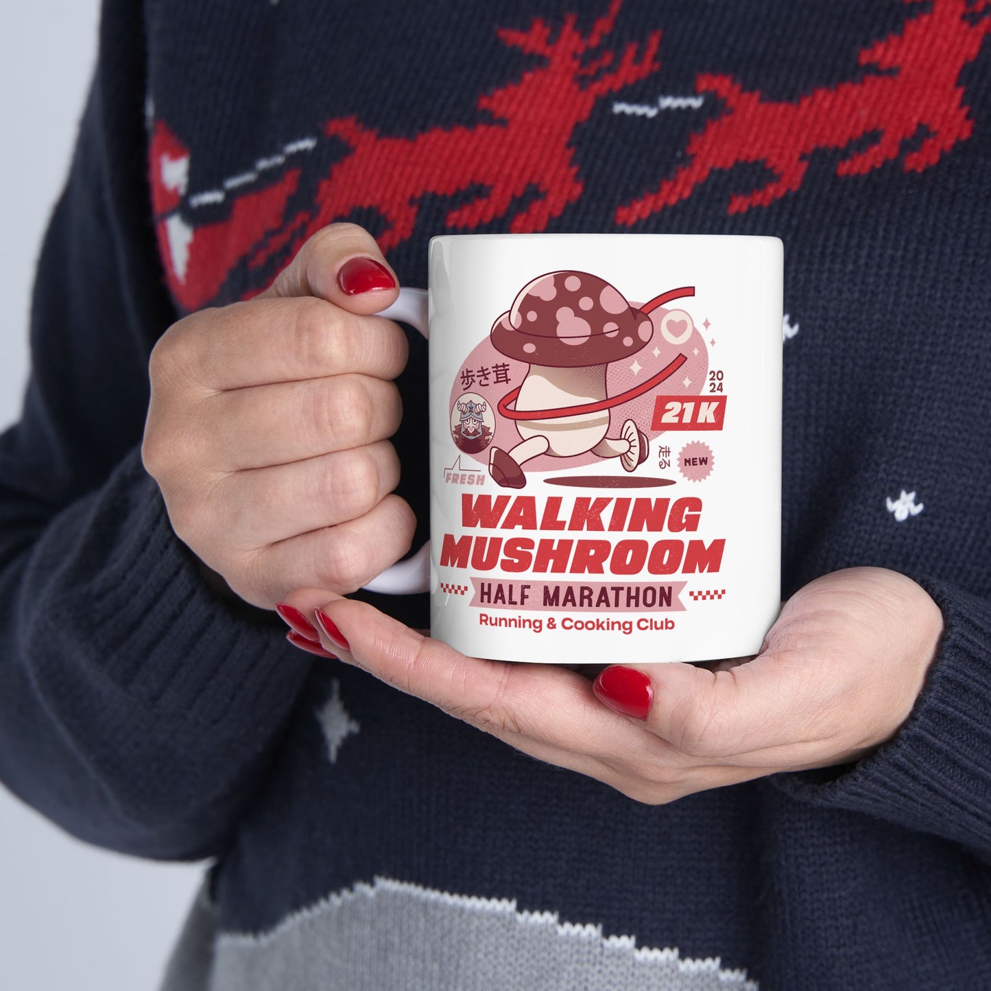 Walking Mushroom Marathon Ceramic Mug