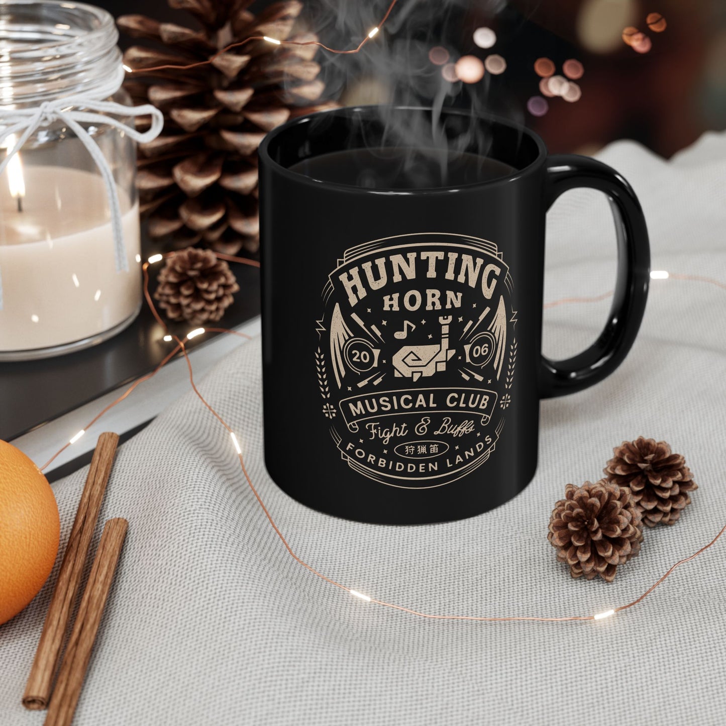 Hunting Horn Musical Club Black Mug