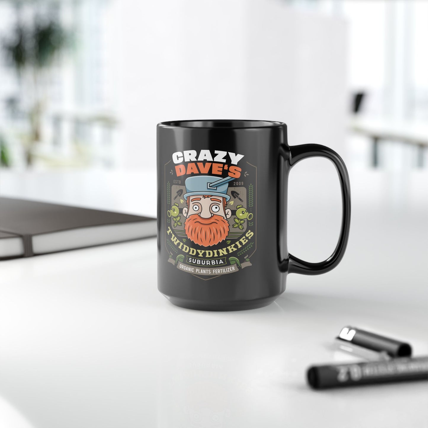 Crazy Dave Fertilizer Vintage Black Mug