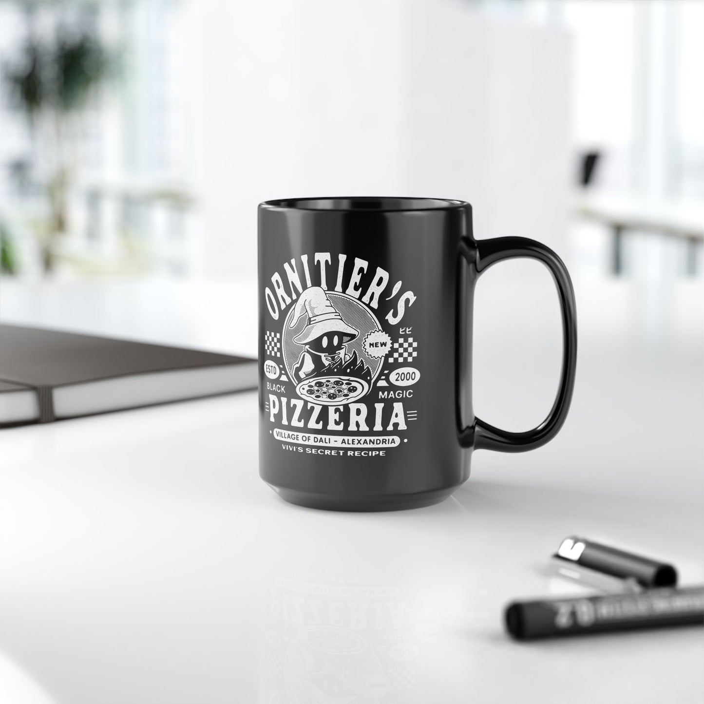 The Ornitier Pizzeria Grunge Black Mug
