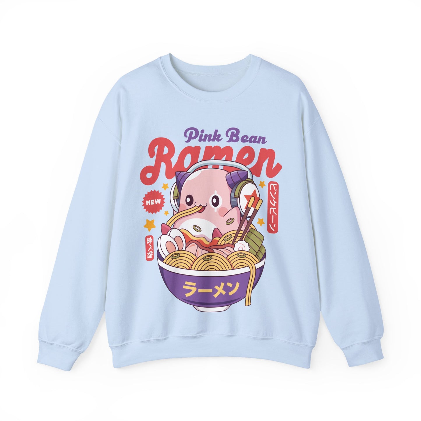 Pink Bean Ramen Kawaii Unisex Crewneck Sweatshirt