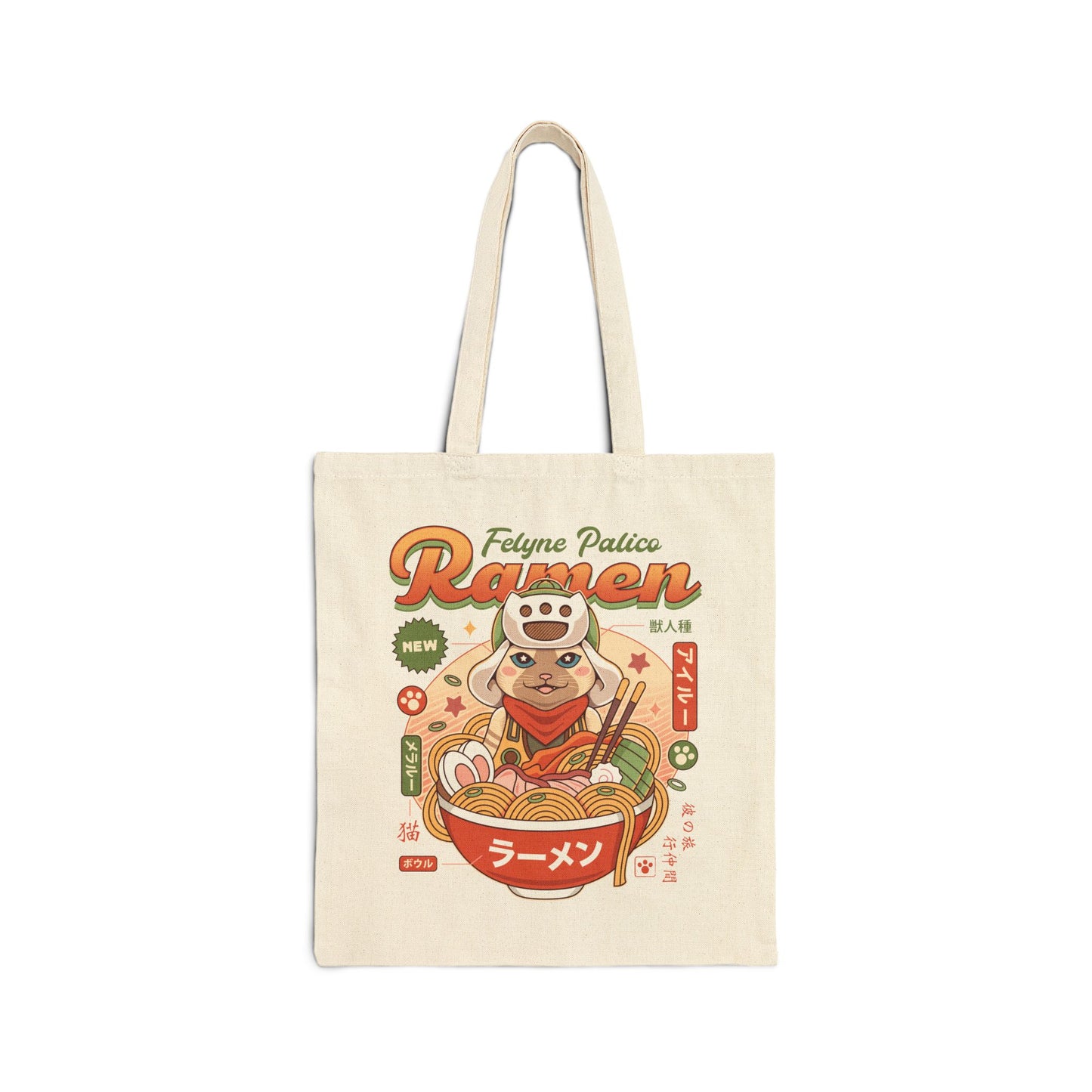 Felyne Palico Ramen Cotton Canvas Tote Bag