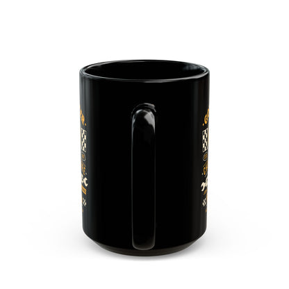 Gold Saucer Garage Vintage Black Mug