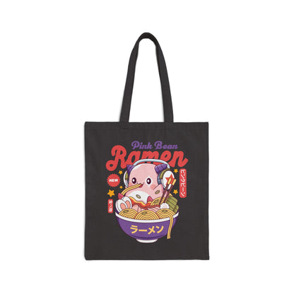 Pink Bean Ramen Kawaii Canvas Tote Bag