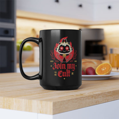 Join My Cult Emblem Black Mug