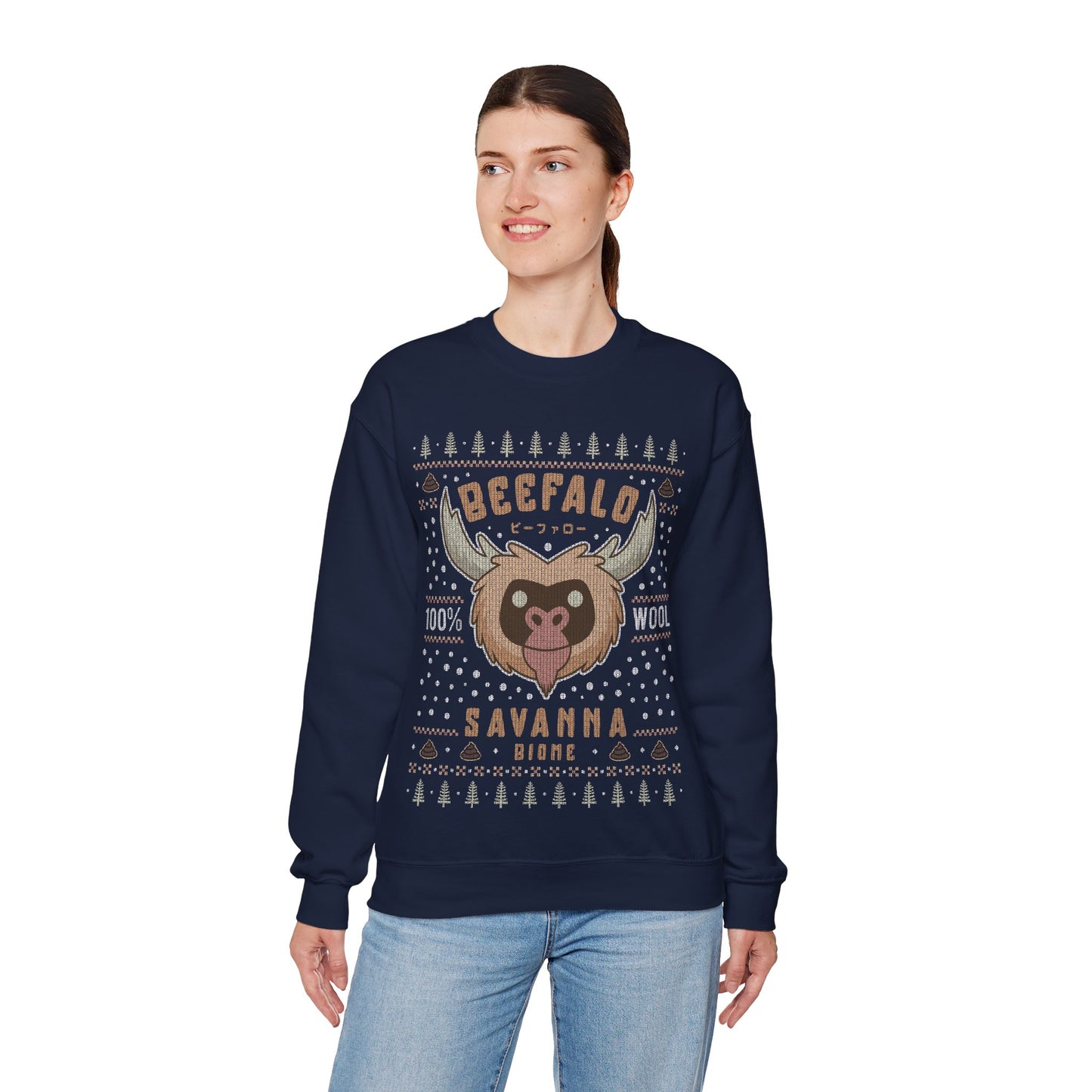 Savanna Beefalo Ugly Sweater Unisex Crewneck Sweatshirt