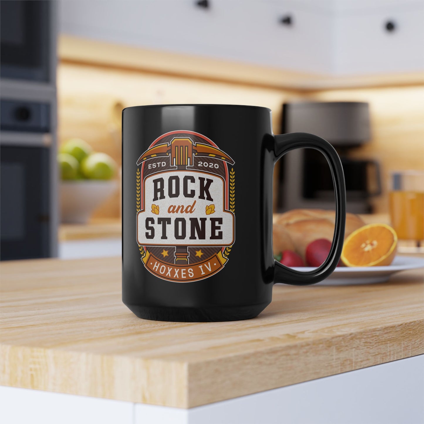 Rock And Stone Emblem Black Mug