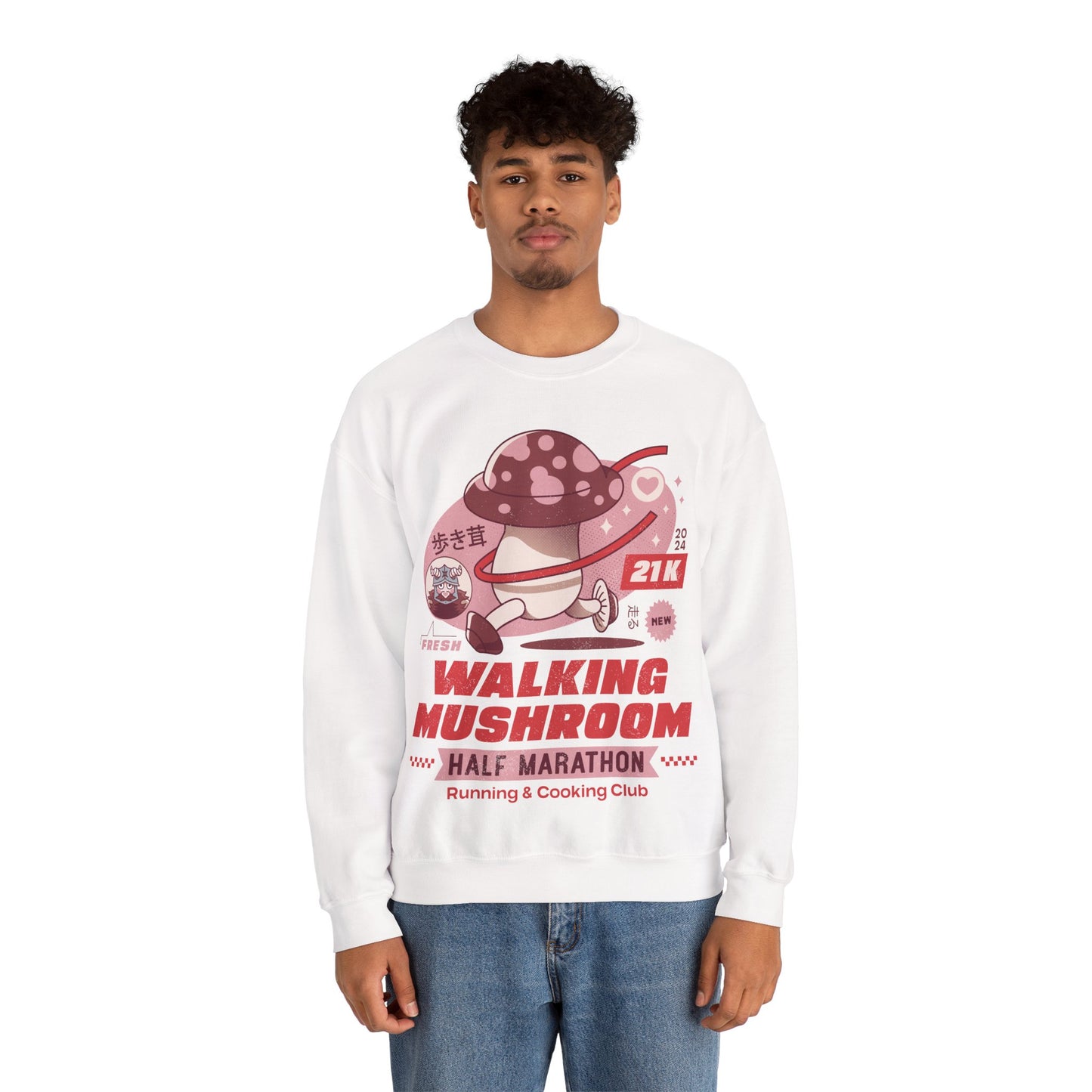 Walking Mushroom Marathon Unisex Crewneck Sweatshirt