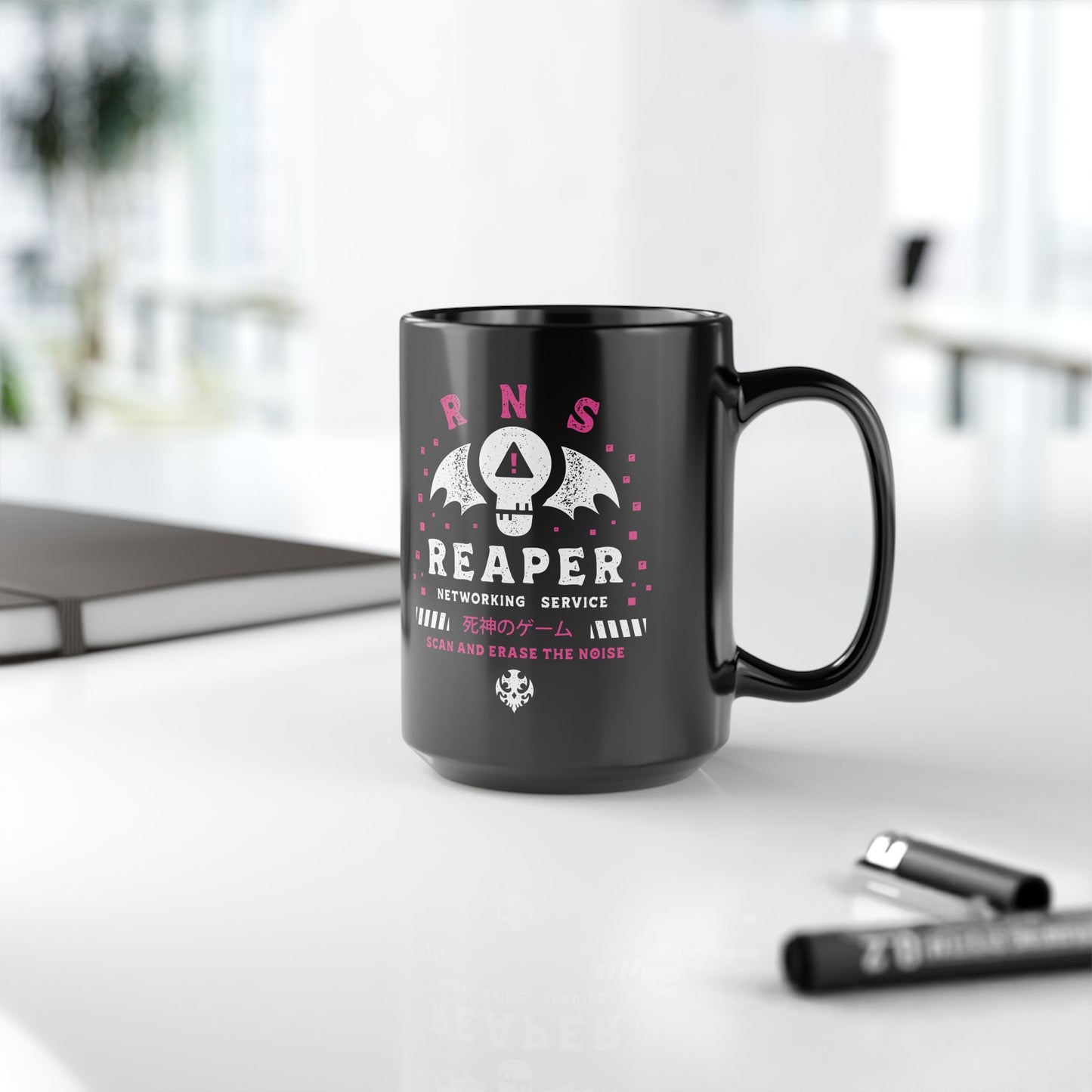 Reaper Networking Service Grunge Black Mug
