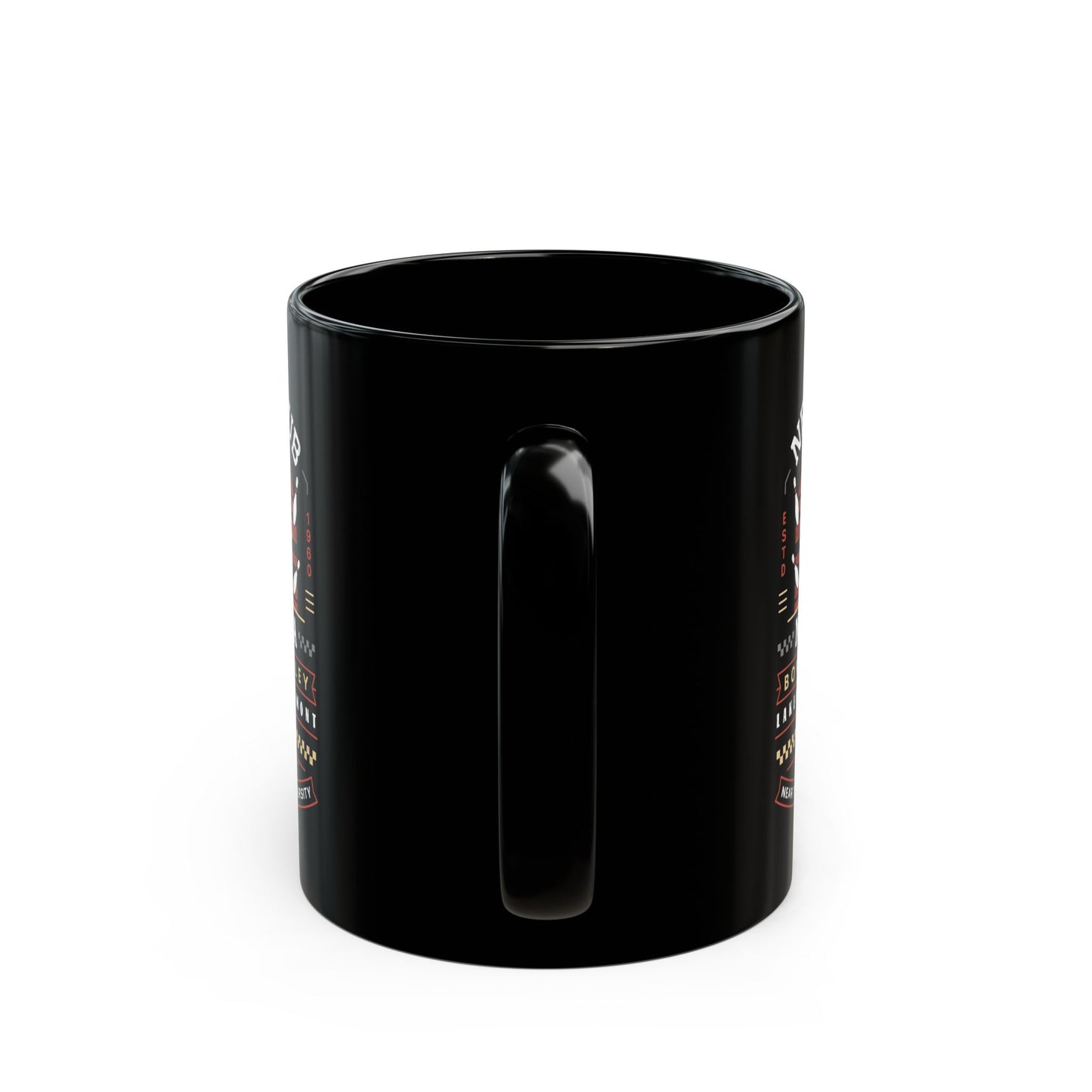 Nebb Bowling Mascot Emblem Black Mug