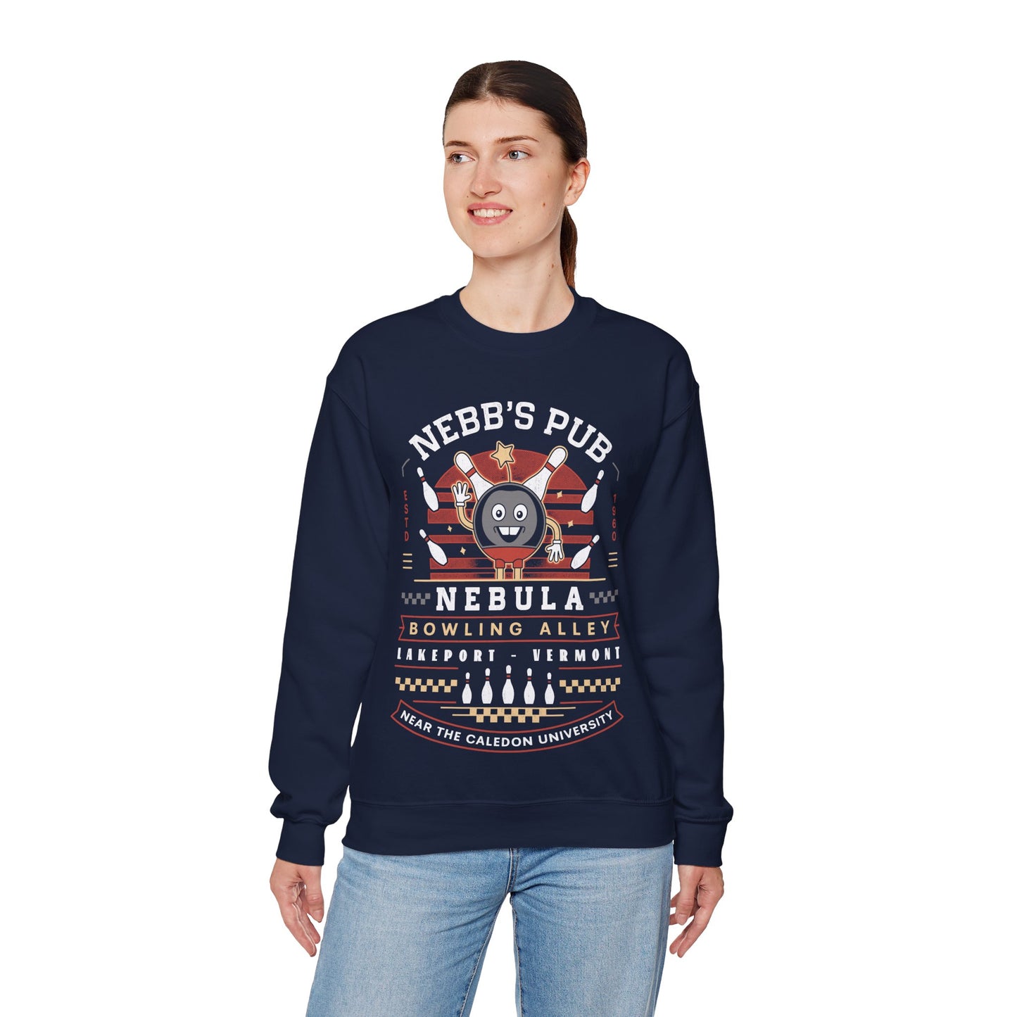 Nebb Bowling Mascot Emblem Crewneck Sweatshirt