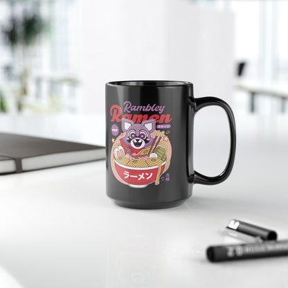 Rambley The Raccoon Ramen Black Mug