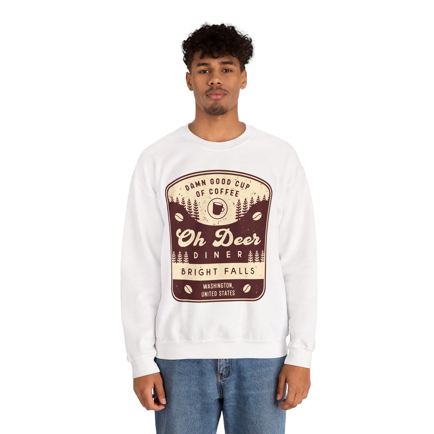 Oh Deer Diner Emblem Unisex Crewneck Sweatshirt